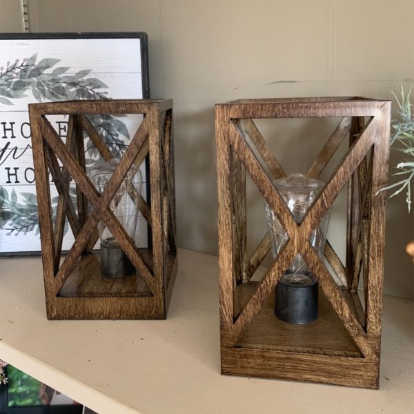 MLIAN Battery Powered Desk Lamp, 2 Pack Wooden Battery Operated Lamps for Living Room Table Top, Dining Room Table, Faded Brown Finish