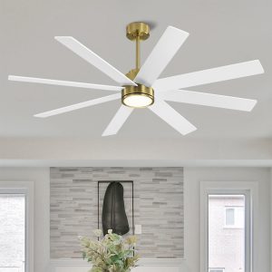 MLIAN Soaring-Pro Large DC Ceiling Fans with Lights and Remote,Brass and White