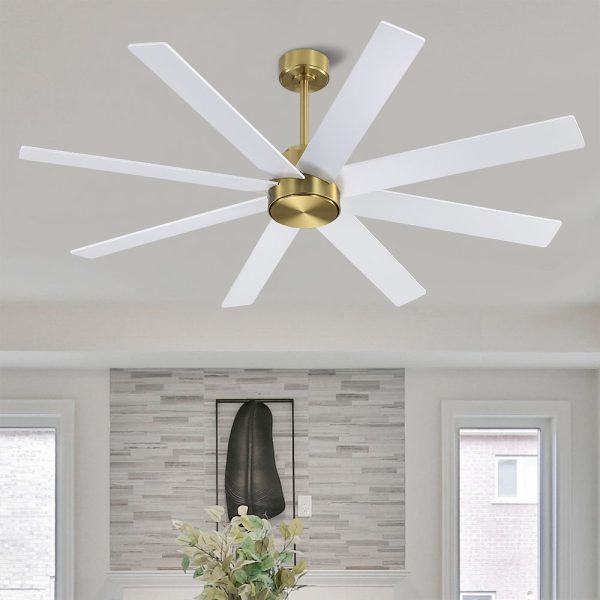 MLIAN Soaring-X Large DC Ceiling Fans without Lights,Brass and White