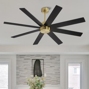 MLIAN Soaring-X Large DC Ceiling Fans without Lights,Brass and Black