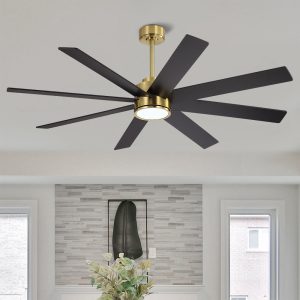 MLIAN Soaring-Pro Large DC Ceiling Fans with Lights and Remote,Brass and Black