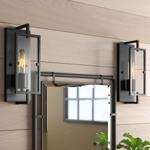 MLIAN Industrial Wall Sconce Set of 2, Farmhouse Style Black Wall Lighting Fixture