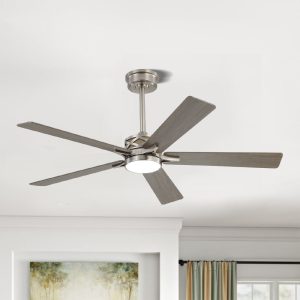 MLIAN Sparkle-Pro Smart Ceiling Fan with Lights 5 Plywood Blades Nickel and Grey
