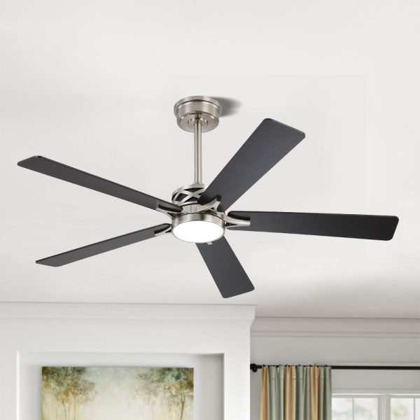 MLIAN Sparkle-Pro Smart Ceiling Fan with Lights 5 Plywood Blades Nickel and Black