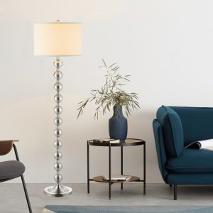 MLIAN 63" Modern Floor Lamp with 11 Stacked Ball Contemporary Silver Metal Standing Lamp for Bedrooms, Living Room, Office, Reading Mercury Silver