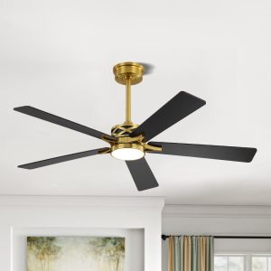 MLIAN Sparkle-Pro Smart Ceiling Fan with Lights 5 Plywood Blades Black & Brass