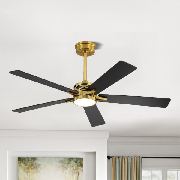 MLIAN Sparkle-Pro Smart Ceiling Fan with Lights 5 Plywood Blades Brass and Black
