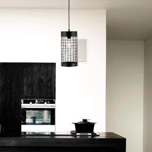 Industrial Hanging Cage Pendant Lights, Vintage Open Retro Style, Metal, Modern, Black Basket Cage, Ceiling Lamp, Cylindrical Lampshade