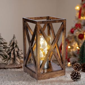 MLIAN Retro Battery Powered Desk Lamps, Battery Operated Cordless Lamp Portable Nightlight Decorative Light for Living Room Dining Room Bedroom Entryway Patio Backyard, Faded Brown Finish