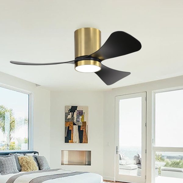BS162_1024x1024@2x.jpg 42" Smart Flush Mount Ceiling Fan with Lights, 3 ABS Blades, 6 Speeds Reversible DC Motor-Brass & Black