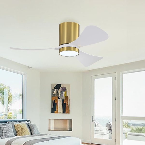 BS163_1024x1024@2x.jpg 42" Smart Flush Mount Ceiling Fan with Lights, 3 ABS Blades, 6 Speeds Reversible DC Motor-Brass & White