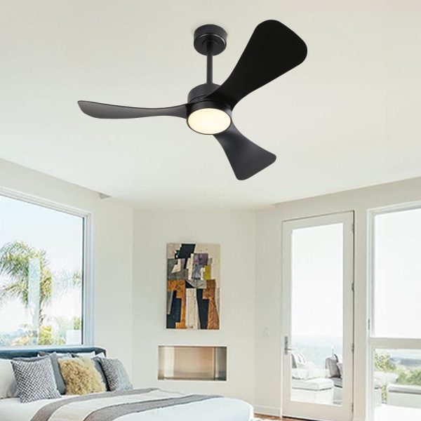 42" Smart Ceiling Fan with Lights and Remote, 3 ABS Blades, 6 Speeds Reversible DC Motor- Black