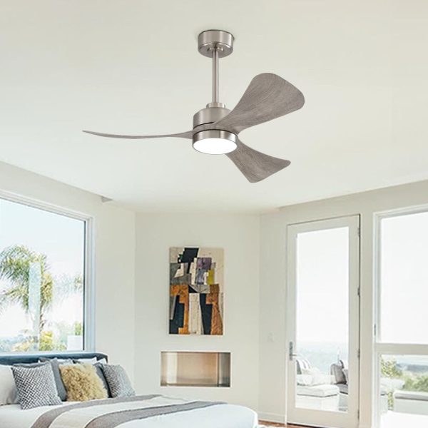 42" Smart Ceiling Fan with Lights and Remote, 3 ABS Blades, 6 Speeds Reversible DC Motor- Nickel & Grey