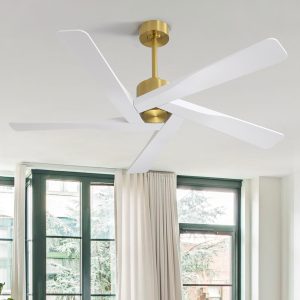 MLIAN Rotating-XS ABS DC Ceiling Fan No Light Brass & White