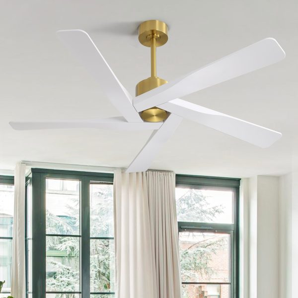 MLIAN Rotating-XS ABS DC Ceiling Fan No Light Brass & White