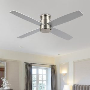 MLIAN SE Flush Mount DC Ceiling Fan without Lights,Black/White & Brass