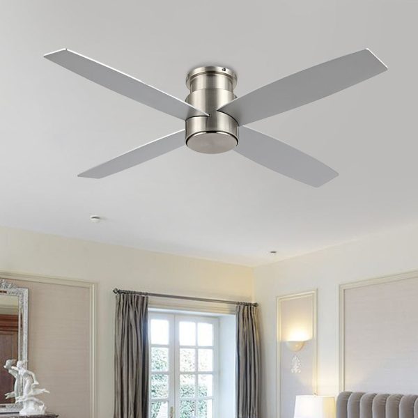 MLIAN SE Flush Mount DC Ceiling Fan without Lights,Black/White & Brass