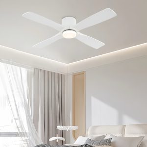 MLIAN Flying-Pro Flush Mount DC Ceiling Fan with Lights, Wood Blades,White