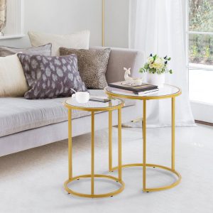 WBCT-HY02-GD_1024x1024@2x.jpg Modern Round Glass Top Nesting Side Coffee Tables Sets of 2