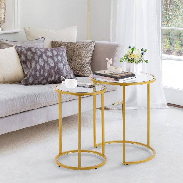 WBCT-HY02-GD_1024x1024@2x.jpg Modern Round Glass Top Nesting Side Coffee Tables Sets of 2