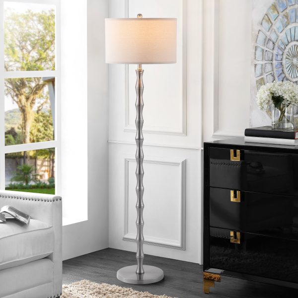 WBFL-J008-NI_1024x1024@2x.jpg MLIAN 62" Modern Bamboo Floor Lamp with 9W LED Bulb, Brushed Nickel Silver Standing Lamp, for Living Room Bedroom End Table Side