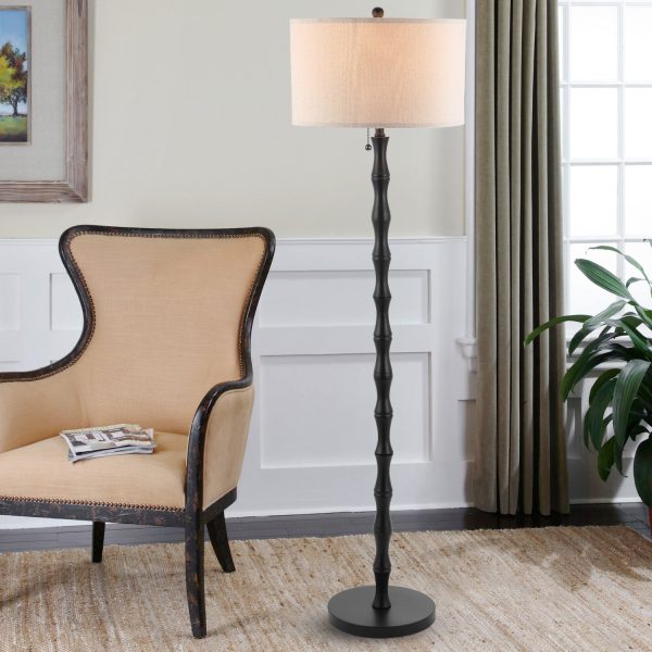 WBFL-J009-BK_1024x1024@2x.jpg MLIAN Industrial Floor Lamp with Painted Black Finish, Modern Floor Lamp with E26 Socket, Antique Style Fabric Shade, 1pc 9W LED Bulb Included