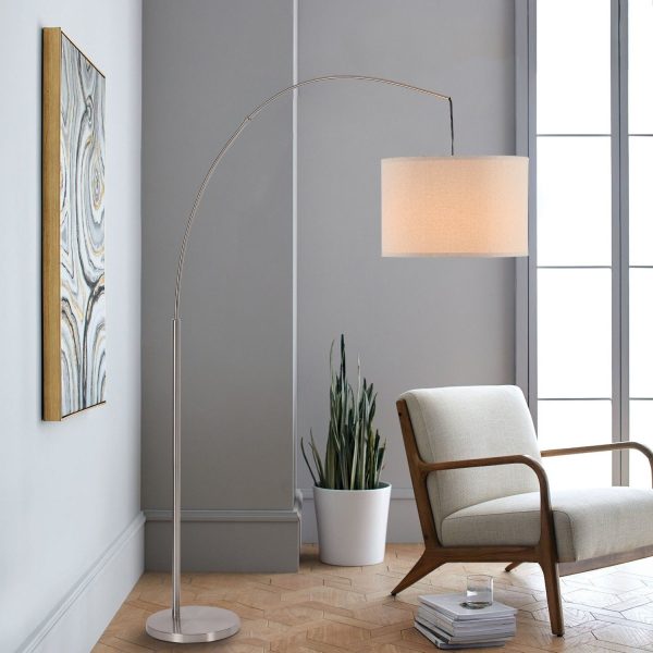 WBFL-J011-NI_1024x1024@2x.jpg MLIAN Modern Arc Floor Lamp with Fabric Shade & LED Bulb , Over The Couch Hanging Light On Arching Pole for Living Room Family Room