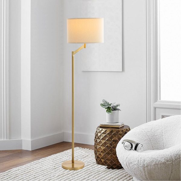 WBFL-J029-BS-ROOM_1024x1024@2x.jpg MLIAN Contemporary Floor Lamp with White Fabric Shade, Modern Floor Lamp Reading Light with LED Bulb, for Living Room Family Room Office Reading Nook, Brass