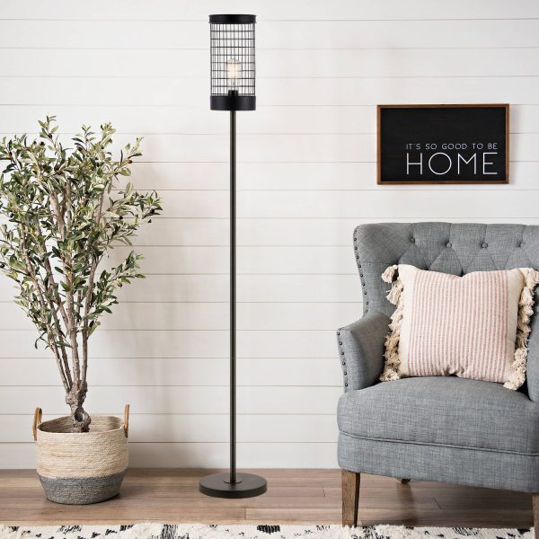 WBFL-L008-BK_1024x1024@2x.jpg MLIAN 62 Inches Rustic Wire Cage Metal Floor Lamp Brushed in Black Finish, Lantern Floor Lamp Standing Lamp for Living Room, Bedroom, Office