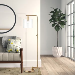WBFL-T002-BS_1024x1024@2x.jpg MLIAN Industrial Floor Lamp with Clear Glass Shade, Modern Floor Lamp with Ceramic Socket (Gold)