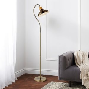 MLIAN Modern Bronze Floor Lamp with Adjustable Lamp Head, Foot Switch Antique Metal Sanding Lamp for Living Room Bedroom Kitchen Hallway Bar