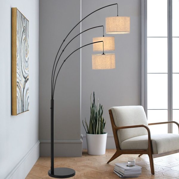 WBFL-Y007-BK-_1_1024x1024@2x.jpg MLIAN Modern 81 in. Antique LED Trinity 3-Arc Floor Lamp with Knob Switch Multi Head Arching Tree Lamp for Mid Century, Modern & Contemporary Rooms