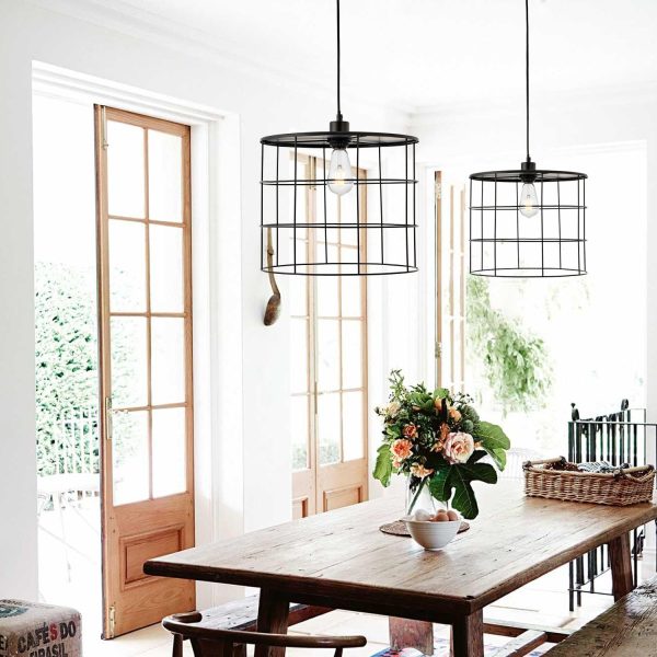 WBPT-L012-BK_1024x1024@2x.jpg Industrial Hanging Cage Pendant Lights, Vintage Open Retro Style, Metal, Modern, Black Basket Cage, Ceiling Lamp, Drum-Like Pendant Light