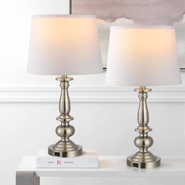 MLIAN Industrial Table Lamp Set of 2 with USB Ports, Antique Desk Lamps with KD White Fabric Lampshade for Home Office, Bedroom, and Living Room