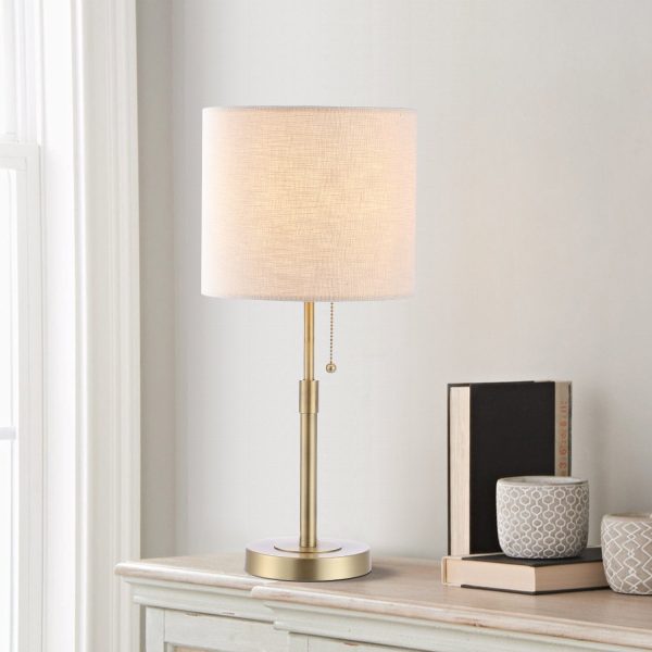 WBTL-RM12-BS-ROOM_1024x1024@2x.jpg MLIAN Gold Table Lamp with Drum Shade, Height Adjustable 16"-18" Modern Lighting in Brass Finish, for Living Room Bedroom End Table Desk Side