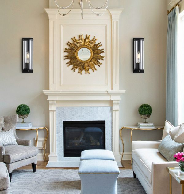 WBWL-J021-BK-ROOM_1024x1024@2x.jpg MLIAN Industrial Wall Sconce Set of 2 with Clear Glass Lamp Shade, Modern Black Metal Wall Lighting Fixture, Plug-in & Hardwired Two-Way Installation, for Living Room Bedroom Bathroom Vanity Office