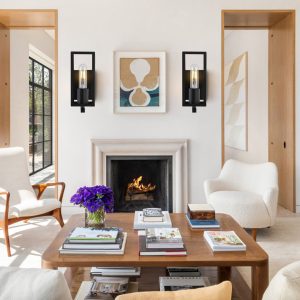 WBWL-J026-BK-ROOM_1024x1024@2x.jpg MLIAN Modern 9" Wall Sconce Set of 2, Black Metal Frame Retro Wall Lighting Fixture, for Living Room Bedroom Bathroom Vanity Office