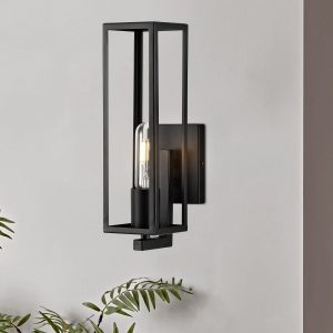 MLIAN Modern 13" Wall Sconce, Black Metal Frame Retro Wall Lighting Fixture, for Living Room Bedroom Bathroom Vanity Office