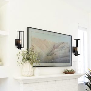 MLIAN Modern 13" Wall Sconce Set of 2, Black Metal Frame Retro Wall Lighting Fixture, for Living Room Bedroom Bathroom Vanity Office