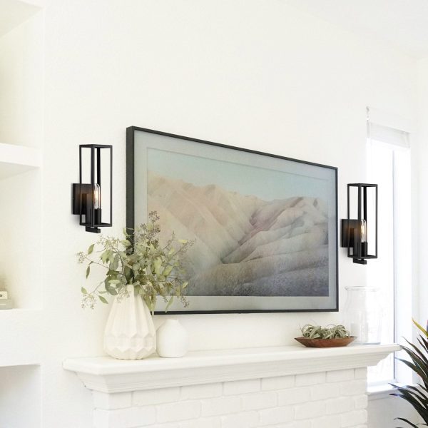 WBWL-J027-BK-ROOM-01_1024x1024@2x.jpg MLIAN Modern 13" Wall Sconce Set of 2, Black Metal Frame Retro Wall Lighting Fixture, for Living Room Bedroom Bathroom Vanity Office